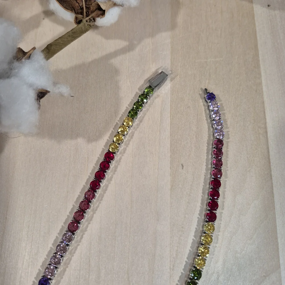 🎉🎉NEW🎉🎉 GORGEOUS!! 4MM 5A Multicolor CZ Necklace In SILVER Hardware